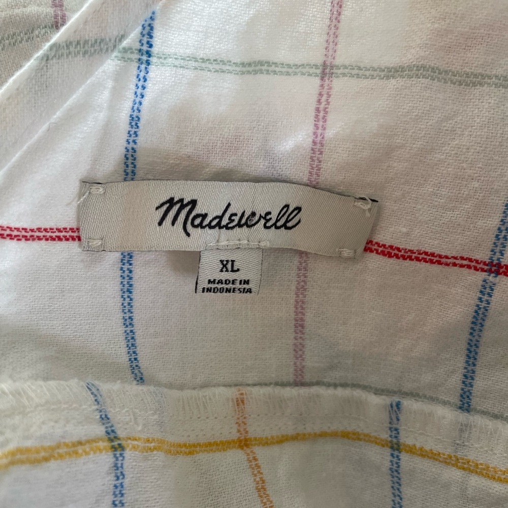 Madewell Linen Side Tie Checked Crop Top XL - Picture 3 of 8